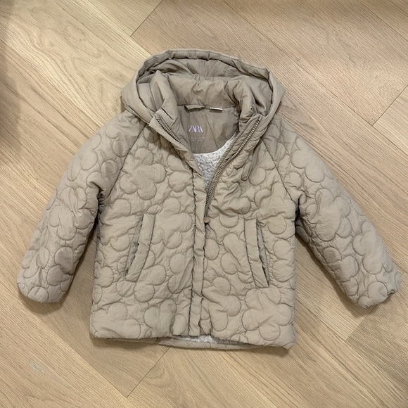 Zara Toddler Girls Floral Quilted Coat - Picture 2 of 4